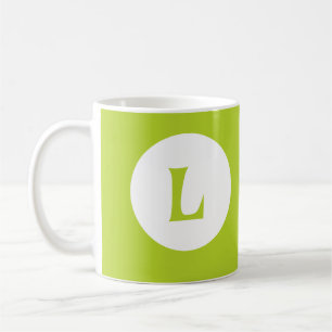 Caneca De Café Monograma de Neon Verde limão Moderno Inicial