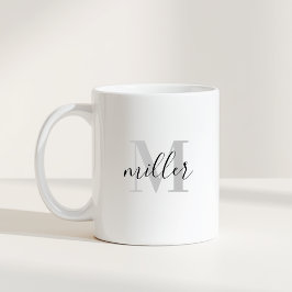 Caneca De Café Monograma de Nome da Família em Caligrafia Moderna