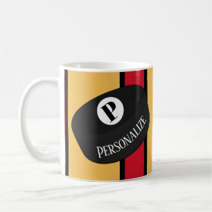 Caneca De Café Monograma de Nome de Hóquei em Gelo Personalizado
