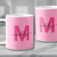 Monograma de Nome Inicial Rosa Vibrante