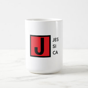 Caneca De Café Monograma de Nome Profissional Simples Elegante Mo