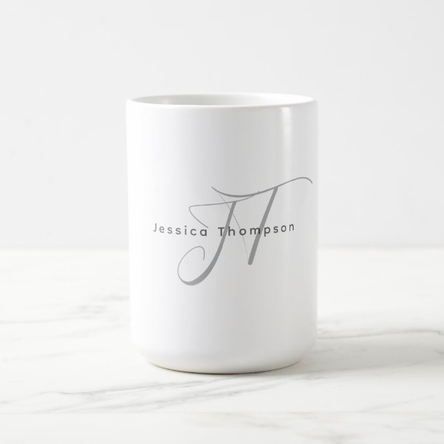Caneca De Café Monograma de Nome Profissional Simples Elegante Mo (Centro)