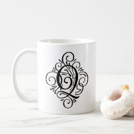 Caneca De Café Monograma de Ornamento Personalizado com Floreio