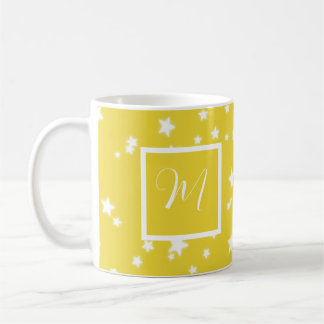 Caneca De Café Monograma de Padrão de Estrelas