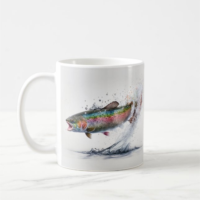 Caneca De Café Monograma de pesca de mosca-arco-íris (Esquerda)