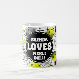 Caneca De Café Monograma de Pickleball do verde limão