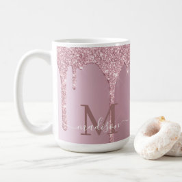 Caneca De Café Monograma de Rosa de Lixiviação Dourada de Luxo