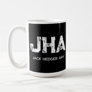 CANECA DE CAFÉ MONOGRAMA DE TRÊS LETRAS BRANCO MINIMALISTA NOME P