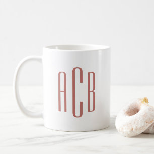 Caneca De Café Monograma de Três Letras em Terracota Macia Modern