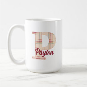 Caneca De Café Monograma de xadrez de Natal personalizado