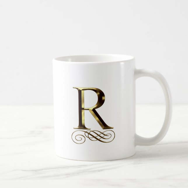 Caneca De Café Monograma do ouro" R" do VIP (Direita)