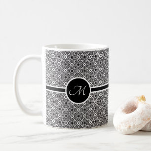 Caneca De Café Monograma do Padrão Celta Monocromático