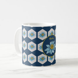 Caneca De Café Monograma do padrão geométrico do lírio