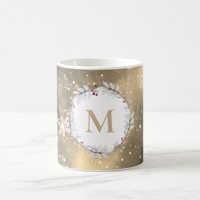 Caneca De Café Monograma Dourado de Terra Vermelha de Natal (Centro)
