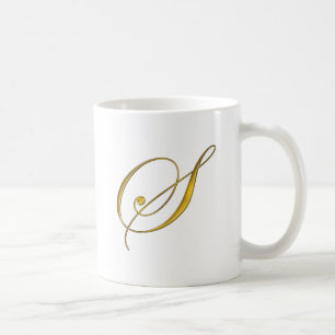 Caneca De Café Monograma Dourado S