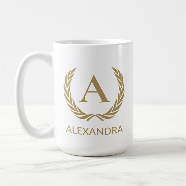 Caneca De Café Monograma e designação de ouro Elegante (Esquerda)