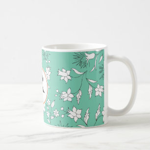 Caneca De Café monograma e flores