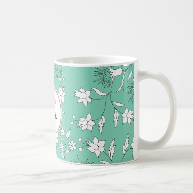 Caneca De Café monograma e flores (Direita)
