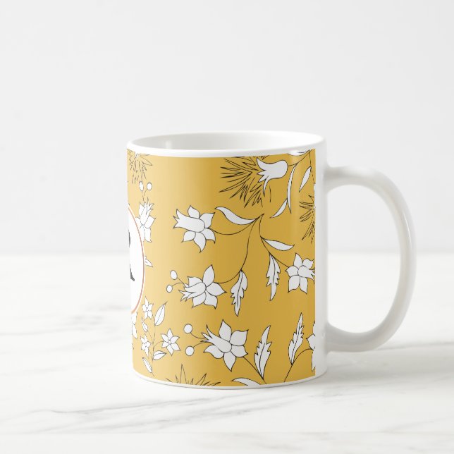 Caneca De Café monograma e flores (Direita)