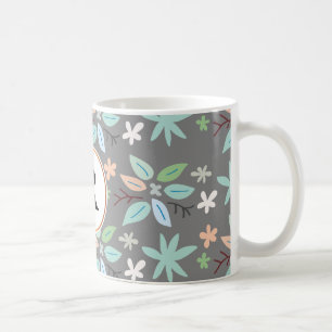 Caneca De Café monograma e folhas