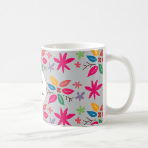 Caneca De Café monograma e folhas