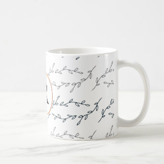 Caneca De Café monograma e folhas