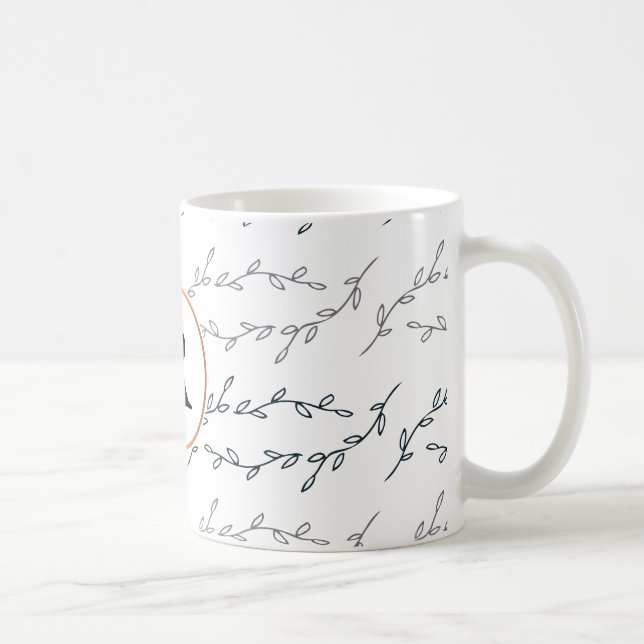 Caneca De Café monograma e folhas (Direita)