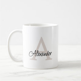 Caneca De Café Monograma e Nome com Letra Manual Moderna e Elegan