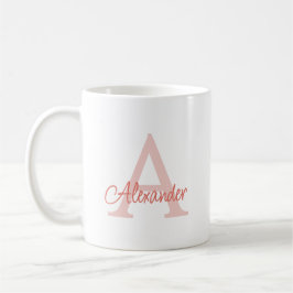 Caneca De Café Monograma e Nome Modernos em Letra Cursiva Elegant