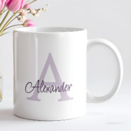 Caneca De Café Monograma e Nome Modernos em Letra de Forma Elegan