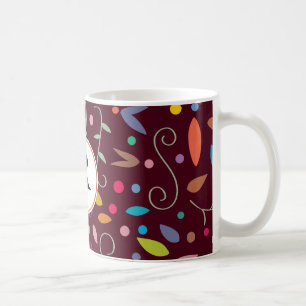 Caneca De Café monograma e padrão colorido