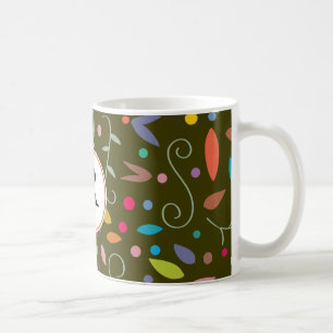 Caneca De Café monograma e padrão colorido