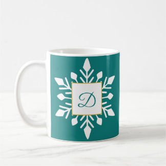Caneca De Café Monograma Elegante de inverno