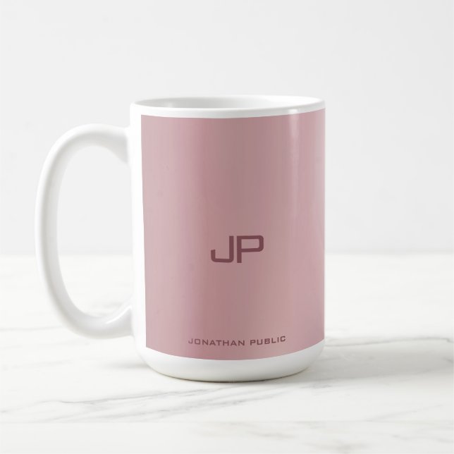 Caneca De Café Monograma Elegante Dourado Personalizado (Esquerda)