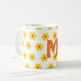 Caneca De Café monograma elegante e elegante de margarida