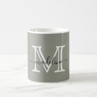 Monograma Elegante Evergreen Fog Moderno