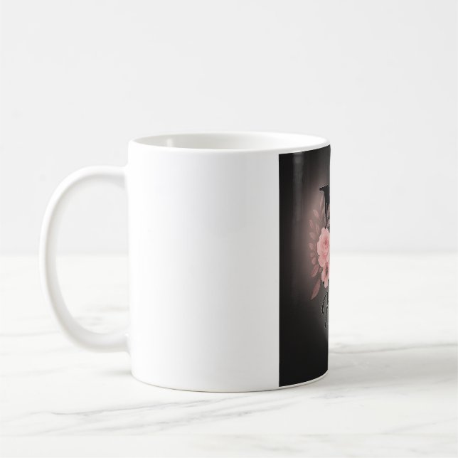 Caneca De Café Monograma elegante M Mug - Letra Floral Personaliz (Esquerda)