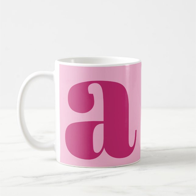 Caneca De Café Monograma Elegante Moderno Cor-de-rosa Negrito Ini (Esquerda)
