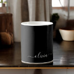 Caneca De Café Monograma Elegante Moderno e Branco Negro<br><div class="desc">Apresentando nossa Coleção de Monogramas Modernos Minimalistas Pretos e Brancos: adote simplicidade e sofisticação com nossos designs minimalistas, curados para elevar seu estilo sem esforço. Feita de olho na estética moderna, essa coleção apresenta designs negras e brancos elegantes, acentuados por monogramas personalizados. De papelaria chic a acessórios versáteis, nossa coleção...</div>