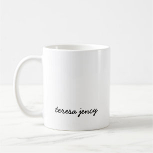 Caneca De Café Monograma Elegante Moderno Minimalista Branco Scri