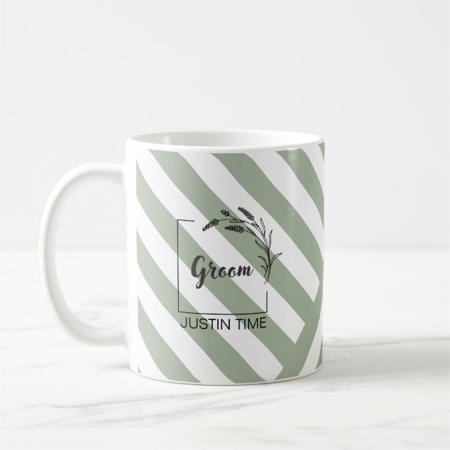 Caneca De Café Monograma Elegante Sage Green Strike (Esquerda)