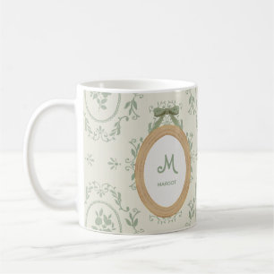 Caneca De Café Monograma em Estilo de Casa de Campo Inglesa Verde