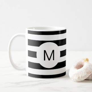 Caneca De Café Monograma em preto e branco (cor personalizada) 