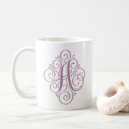 Caneca De Café Monograma Enfeite Swash Personalizado