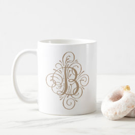 Caneca De Café Monograma Enfeite Swash Personalizado