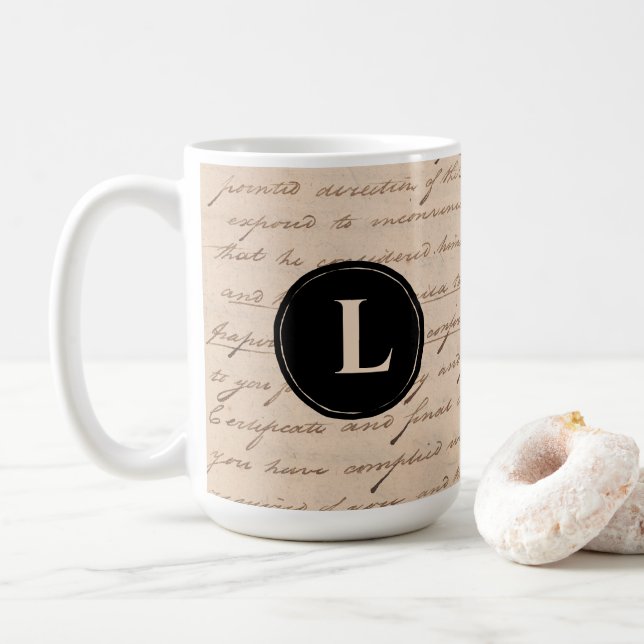 Caneca De Café Monograma - Escrevendo - Letra Manuscrita (Com Donut)