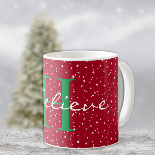 Caneca De Café Monograma, eu acredito, Red White Stars 11oz Cláss
