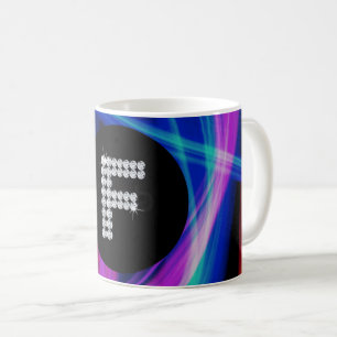 Caneca De Café Monograma F Diamond Neon Background Bling Colorido