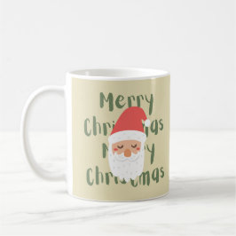 Caneca De Café Monograma Feliz Natal Retrato Beige Vermelho Natal
