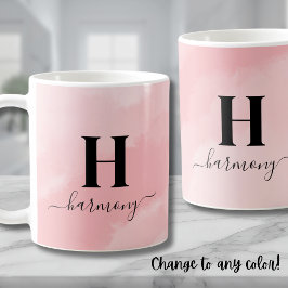 Caneca De Café Monograma feminino elegante rosa